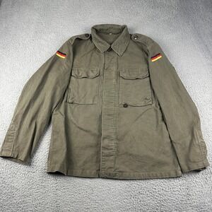 Vintage German Moleskin Army Jacket Adult Size 8 Olive Green Military 80s